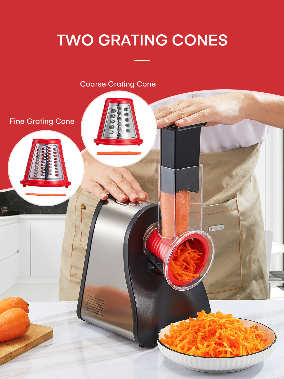 Aiheal Electric Cheese Grater, One-Touch Control,for Cheese, Cucumber, Carrot, Home Kitchen Use, BPA-Free