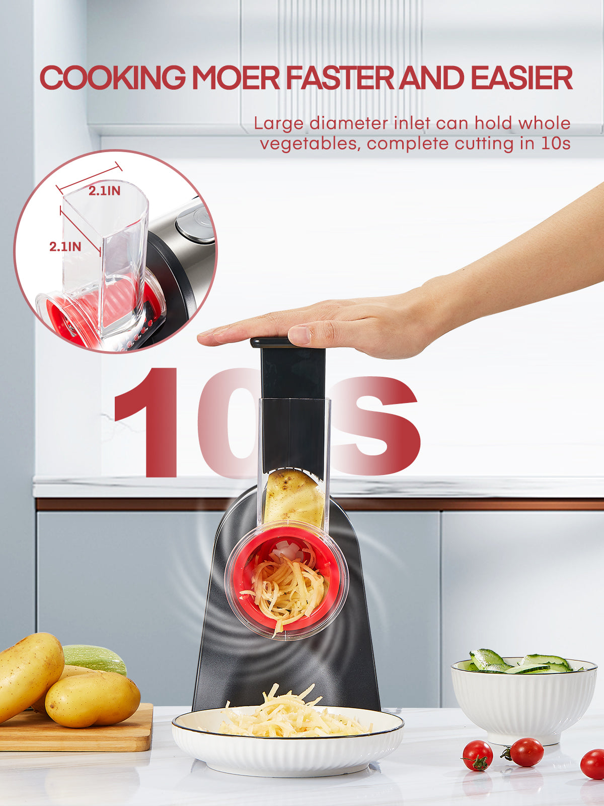 Aiheal Electric Cheese Grater, One-Touch Control,for Cheese, Cucumber, Carrot, Home Kitchen Use, BPA-Free