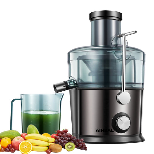 AIHEAL Juicer Extractor, 800W Juicer Machine with 3" Wide Mouth, Easy to Clean, Anti-Slip, Drip-proof, BPA Free, Black.