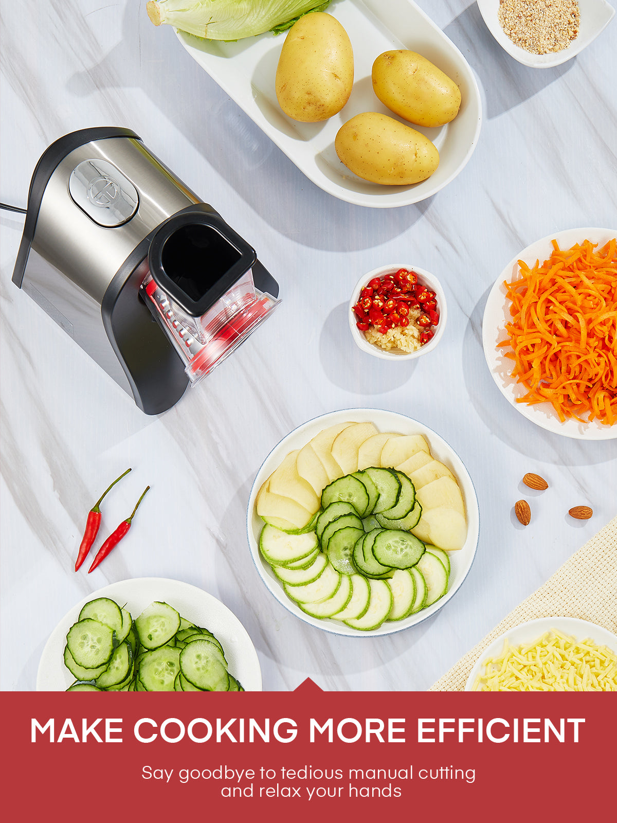 Aiheal Electric Cheese Grater, One-Touch Control,for Cheese, Cucumber, Carrot, Home Kitchen Use, BPA-Free