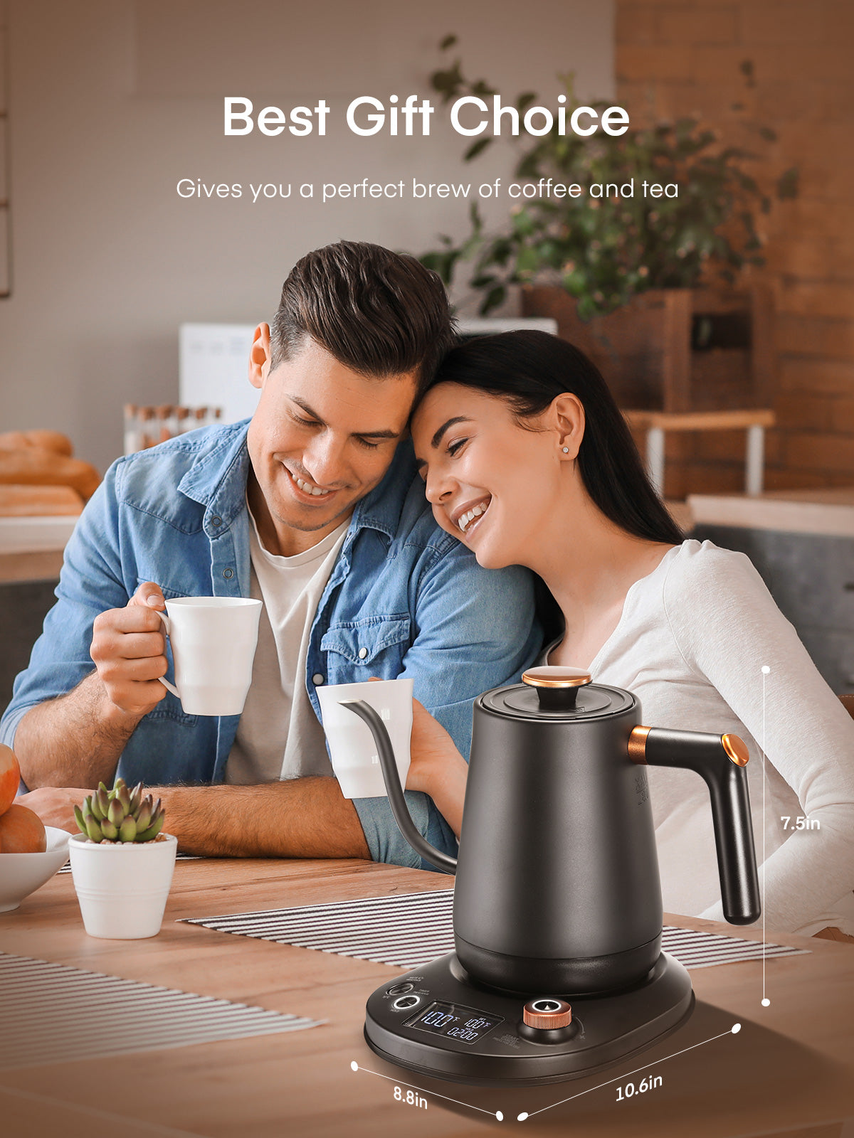 Electric Gooseneck Kettle, Fellow Kettle ±1℉ Temperature Control, 0.8L Pour Over Electric Kettle for Coffee & Tea, Hot Water Boiler, Stainless Steel Inner, 1200W Rapid Heating,LCD Display,Matte Black