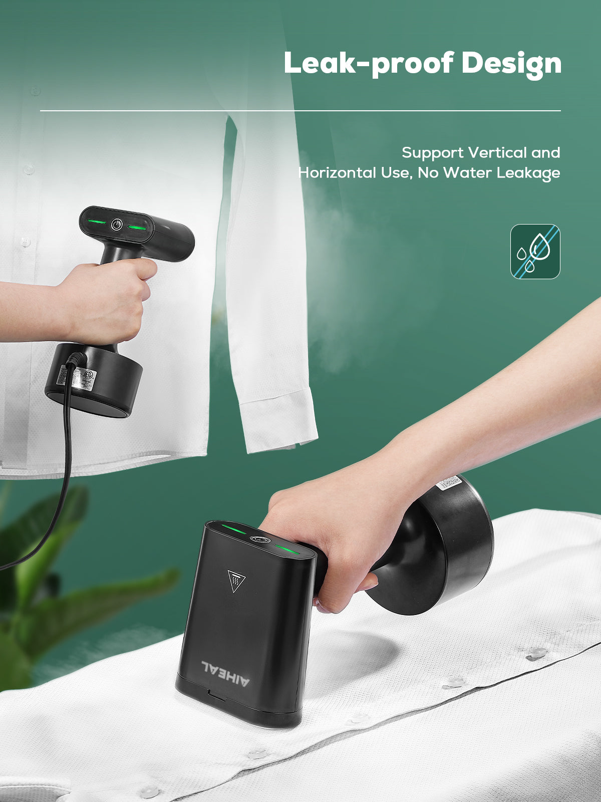 Aiheal Steamer for Clothes, Portable Garment Steamer for Travel, 1200W Power and 25s Fast Heat-up Handheld Clothes Steamer, Steam Iron with 140ML Water Tank for Kinds of Fabric Wrinkle Remove, Black