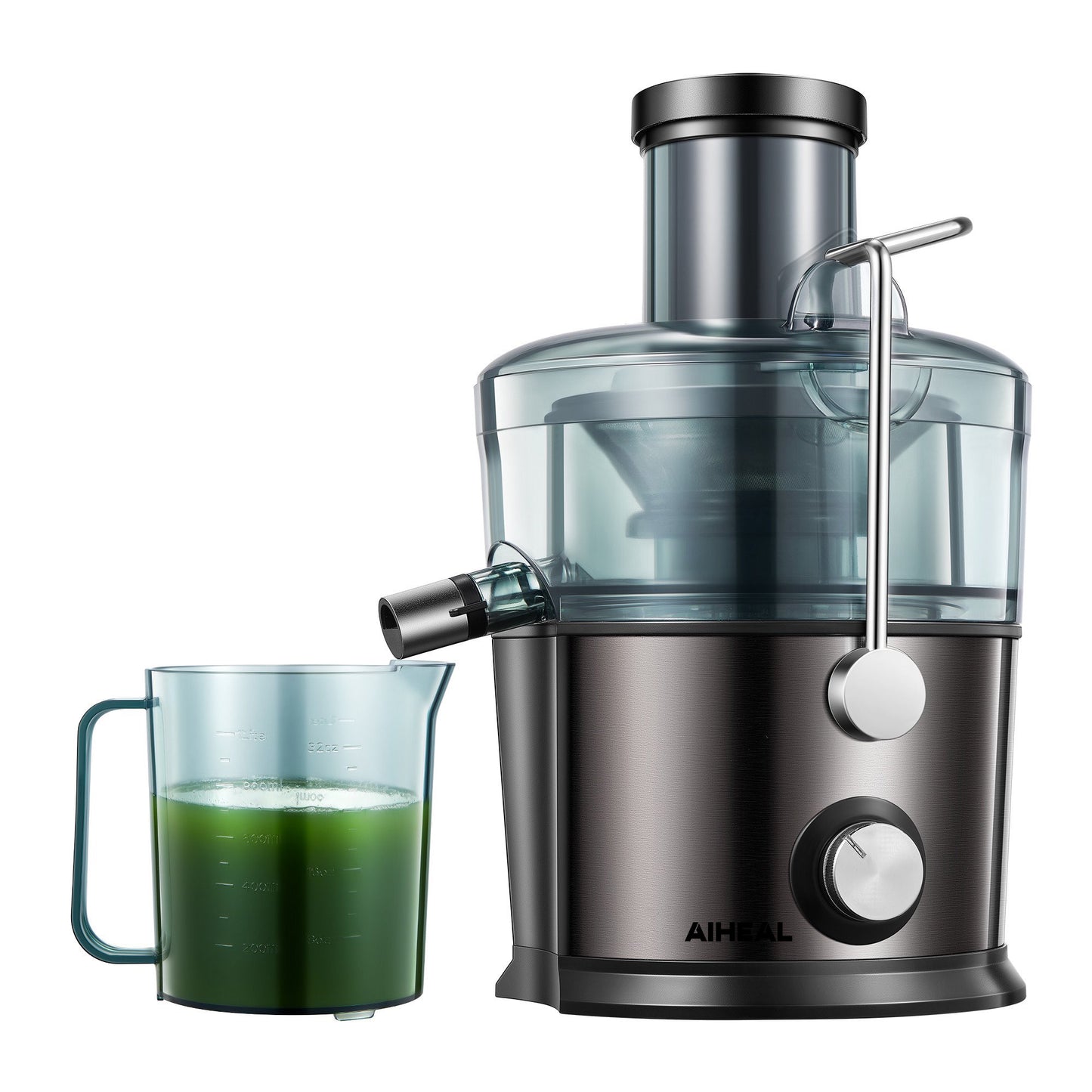 AIHEAL Juicer Extractor, 800W Juicer Machine with 3" Wide Mouth, Easy to Clean, Anti-Slip, Drip-proof, BPA Free, Black.