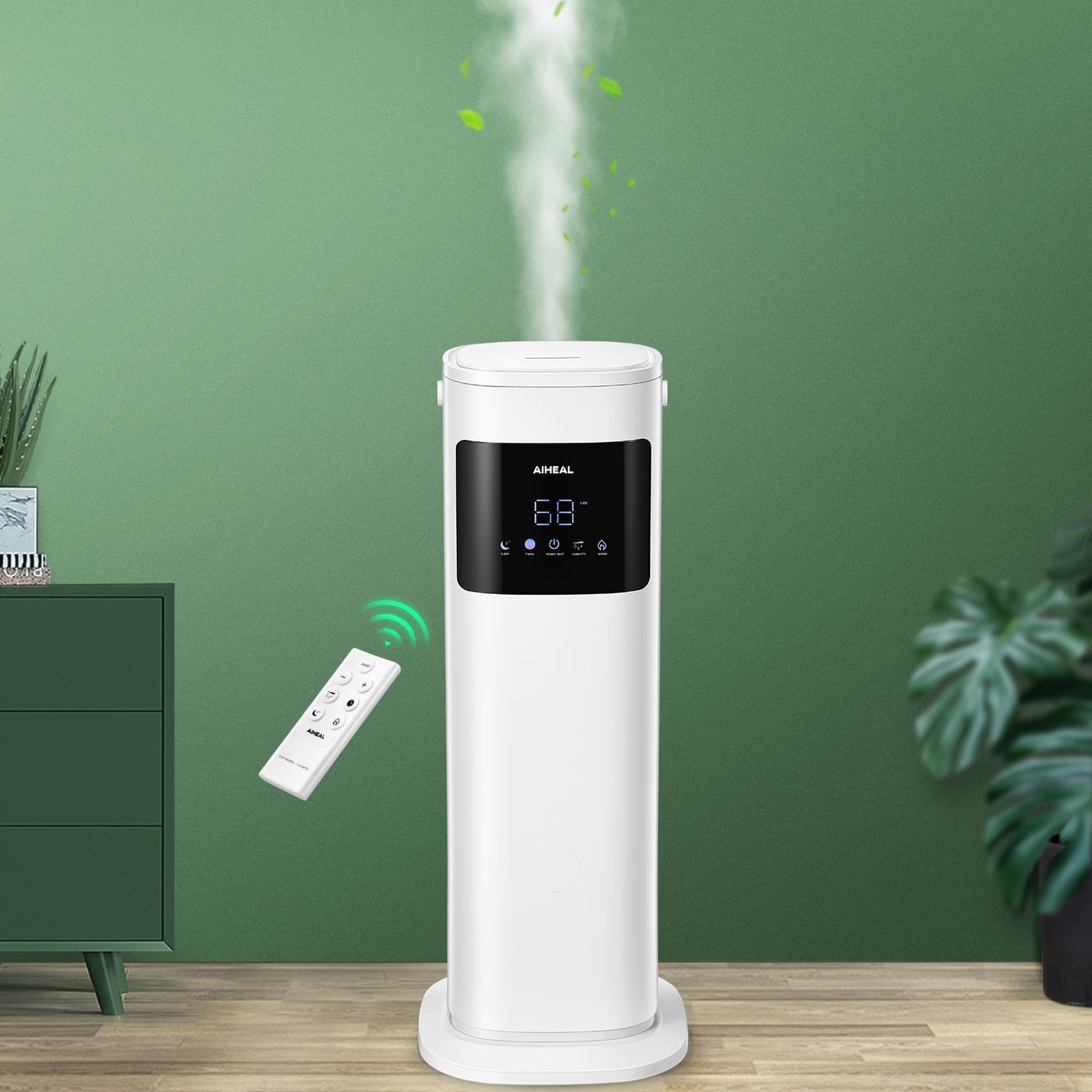 Aiheal Humidifier for Large Room Home, 10.5L Top Fill Cool and Warm Mist Ultrasonic Floor Humidifiers for Baby and Plants with Customized Humidity, Timer, Sleep Mode, Auto Shut Off, Ultra Quiet