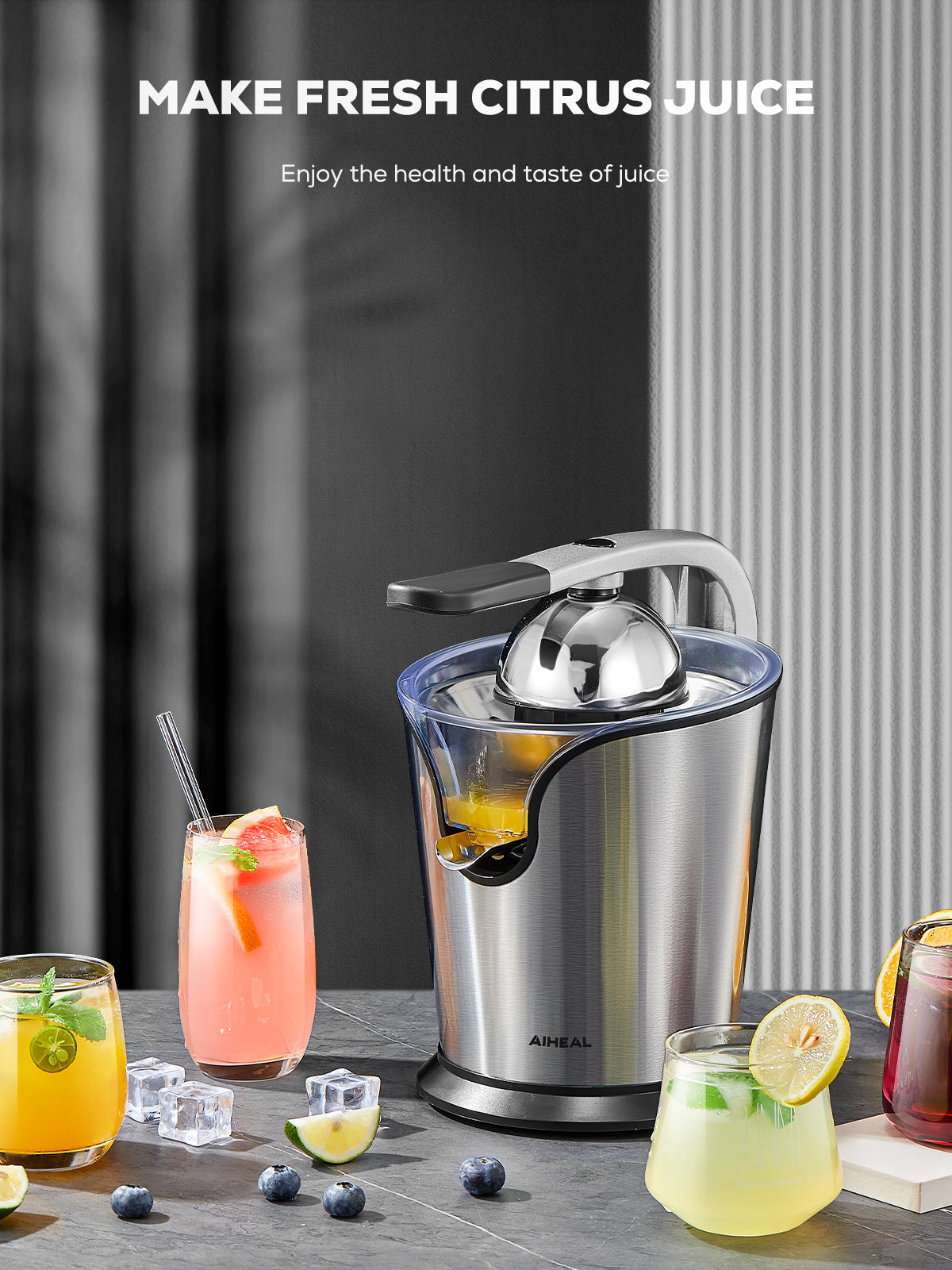 aiheal juicer, make fresh citrus juice, enjoy the healthy and taste of juice