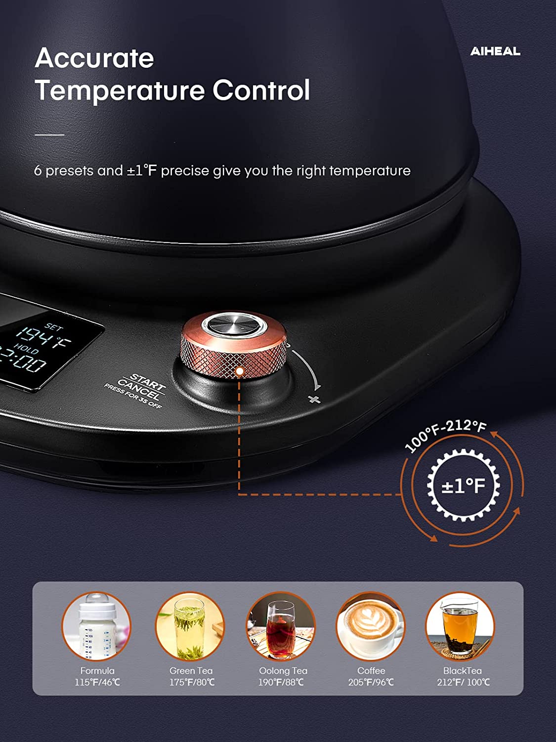 aiheal tea kettle, accurate temperature control, Great for Daily Tea Drinkers who Value Convenience and Precision