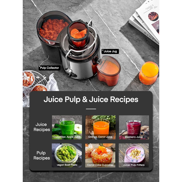 Juicer Machines, 800W Juicer Extractor Max Power, 3" Wide Mouth Centrifugal Juicer with 3 Speed Control for Whole Fruit and Vegetables