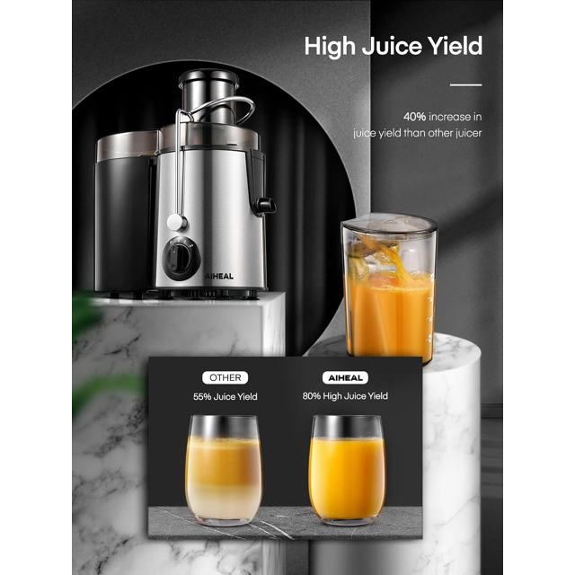 Juicer Machines, 800W Juicer Extractor Max Power, 3" Wide Mouth Centrifugal Juicer with 3 Speed Control for Whole Fruit and Vegetables
