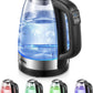 Electric Kettle, Aiheal Glass Kettle Temperature Control With 5 Colors LED Lights Variable, Keep Warm, Fast Boiling Electric Kettle, Stainless Steel Inner Lid & Bottom, 1.7L
