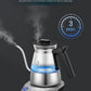 Electric Gooseneck Glass Kettle with Temperature Control, 1200W Rapid Boiling Electric Kettle for Pour-Over Tea Coffee, LCD Display, 2H Keep Warm, 0.8L, Silver