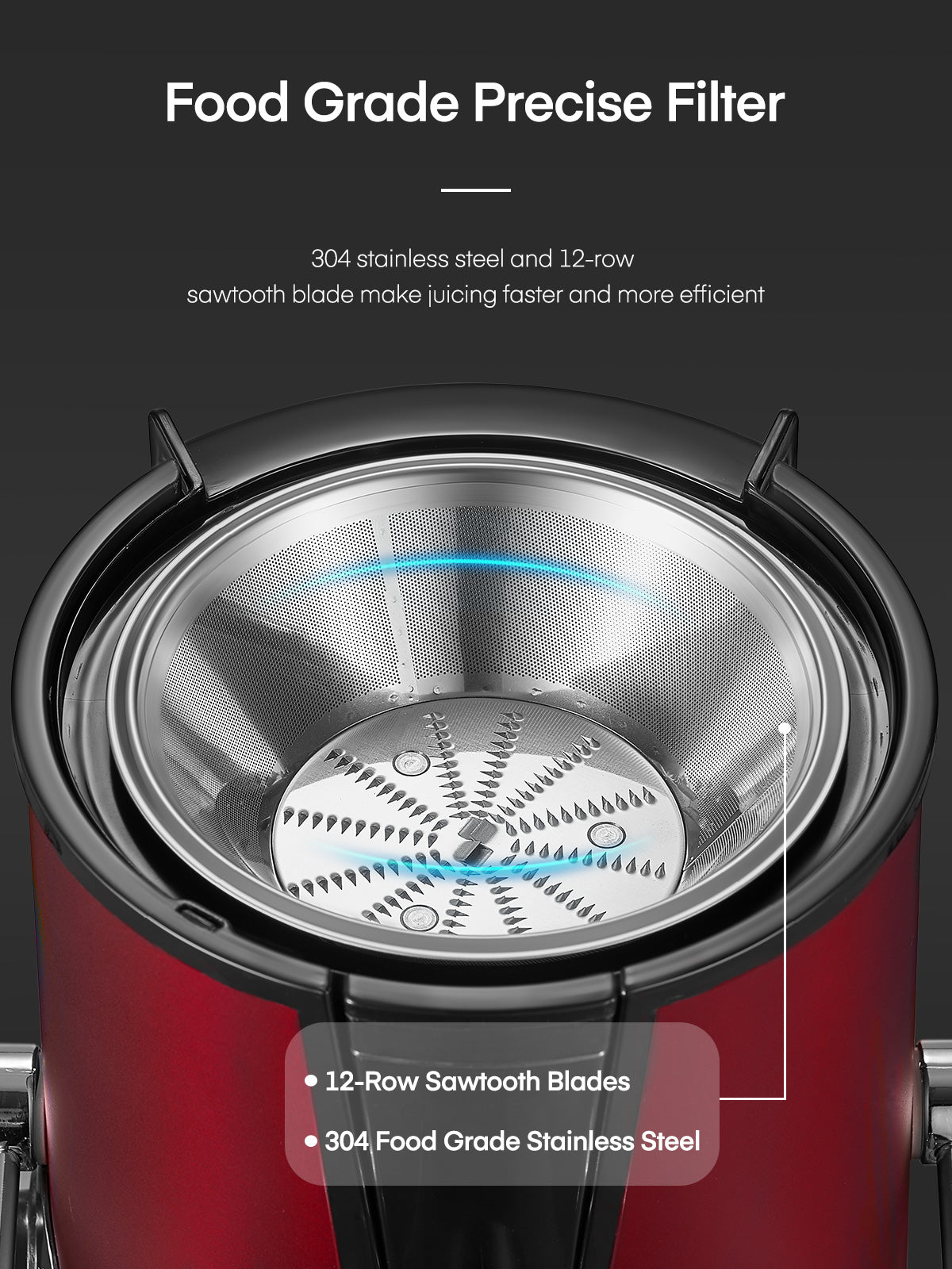 Aiheal Juicer Machines, Centrifugal Juicer Extractor 3 Speeds with 3'' Feed Chute for Whole Fruit and Vegetables, Stainless Steel, Easy to Clean, Cleaning Brush and Recipe Included, RED