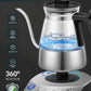 Electric Gooseneck Glass Kettle with Temperature Control, 1200W Rapid Boiling Electric Kettle for Pour-Over Tea Coffee, LCD Display, 2H Keep Warm, 0.8L, Silver