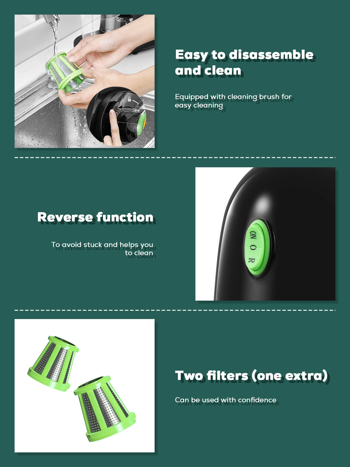 Juicer Machines, Aiheal Celery Slow Masticating Juicer Extractor Easy to Clean with Brush, Cold Press Juicer with Quiet Motor & Reverse Function for Fruits & Vegetables, Recipes