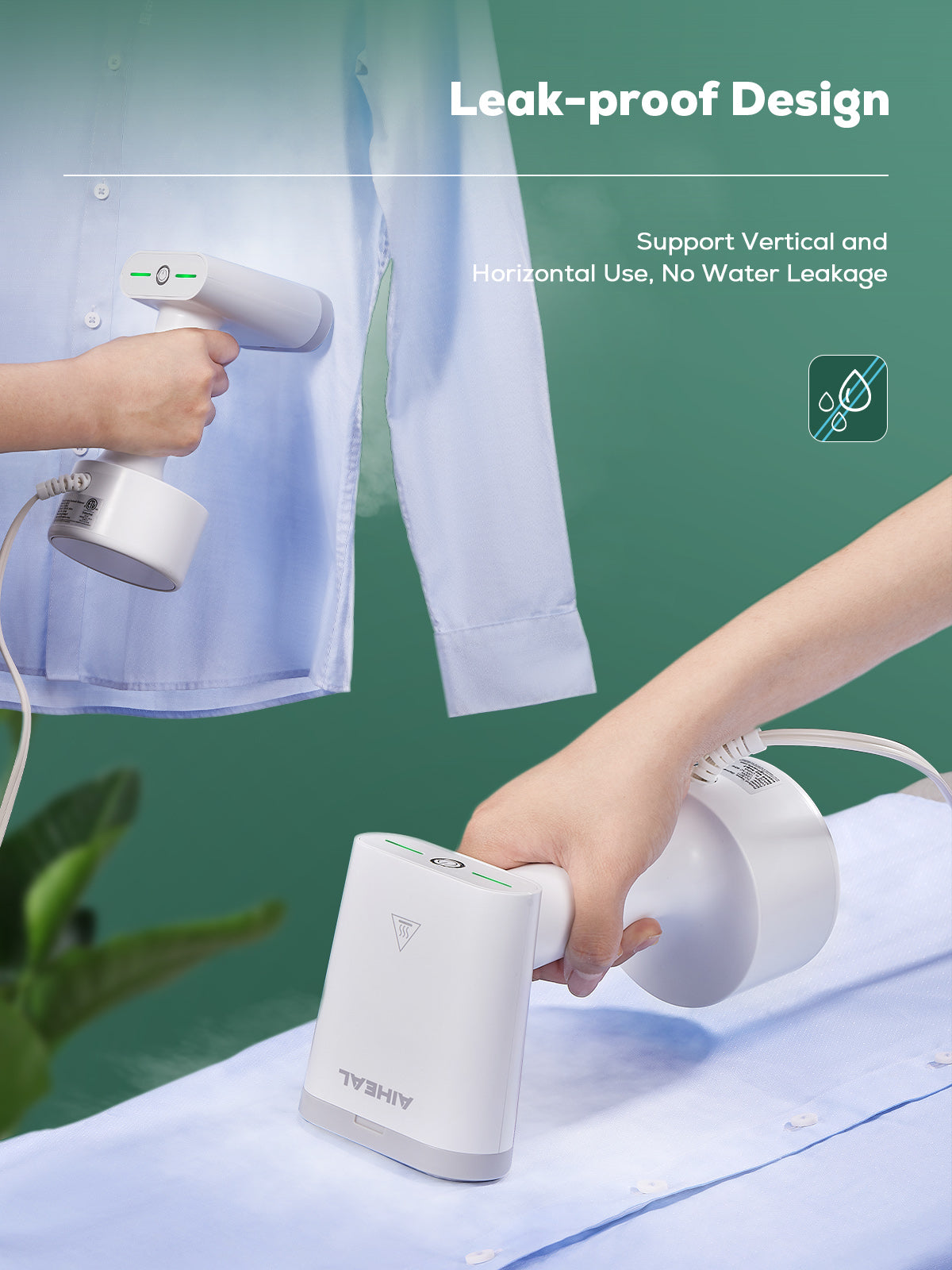 Aiheal Steamer for Clothes, Portable Garment Steamer for Travel, 1200W Power and 25s Fast Heat-up Handheld Clothes Steamer, Steam Iron with 140ML Water Tank for Kinds of Fabric Wrinkle Remove, White