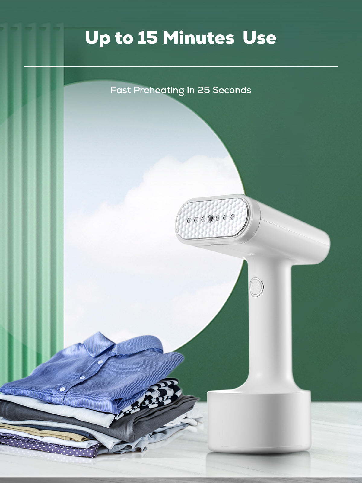 Aiheal Steamer for Clothes, Portable Garment Steamer for Travel, 1200W Power and 25s Fast Heat-up Handheld Clothes Steamer, Steam Iron with 140ML Water Tank for Kinds of Fabric Wrinkle Remove, White