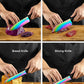 satisfy all you need, Aiheal Knife Set, 16 Pieces High Carbon Stainless Steel Rainbow Color Kitchen Knife Set, Titanium Coating Blade, No Rust and Super Sharp Cutlery Knife
